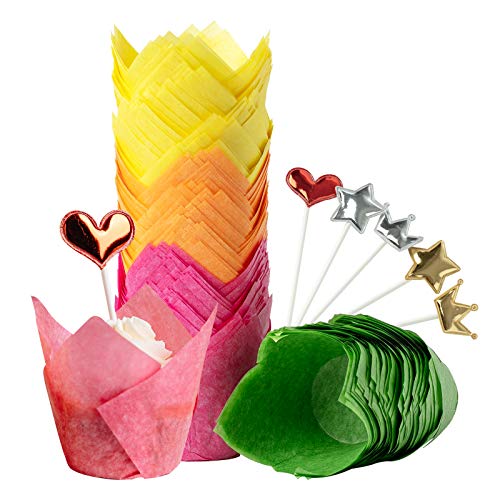50pcs/set Tulip Shape Muffin Cake Cup Baking Paper Cup For Wedding Party  Cake Wrapping Paper