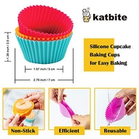 Katbite Silicone Cupcake Baking Cups 24 Pack, Heavy Duty Silicone Baking Cups, Reusable & Non-stick Muffin Cupcake Liners for Party Halloween Christmas