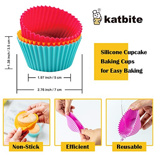 24 Pack Silicone Cupcake Baking Reusable Food 2 Shapes Round