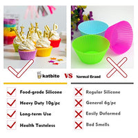 Katbite Silicone Cupcake Baking Cups 12 Pack,Reusable Non-stick Heavy Duty Cupcake Liners Muffins Cups for Party Halloween Christmas with 10Pcs Stars Accessories