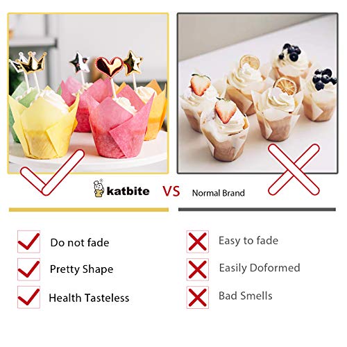 Katbite Tulip Cupcake Liners 200PCS, Muffin Liners Baking Cups