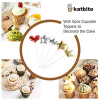 Katbite Paper Baking Cups Cupcake Liners 150PCS, Christmas Cupcake Liners, Disposable Muffin Baking Liners, Heavy Duty Grease Resistant Wrappers for Bakery, Top Hat Shape With 5 Decorations
