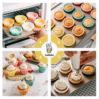 Katbite Parchment Baking Cups Cupcake Liners 160PCS, Christmas Cupcake Liners, Disposable Muffin Baking Liners, Heavy Duty Grease Resistant, Birthday Party, Top Hat Shape With 5 Decorations